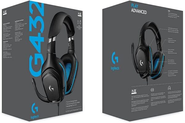 Logitech G432 Wired Gaming Headset, 7.1 Surround Sound, DTS Headphone:X 2.0, Flip-to-Mute Mic, PC (Leatherette) Black/Blue - Image 7