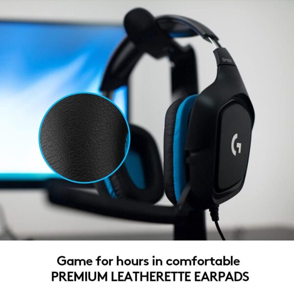 Logitech G432 Wired Gaming Headset, 7.1 Surround Sound, DTS Headphone:X 2.0, Flip-to-Mute Mic, PC (Leatherette) Black/Blue - Image 4