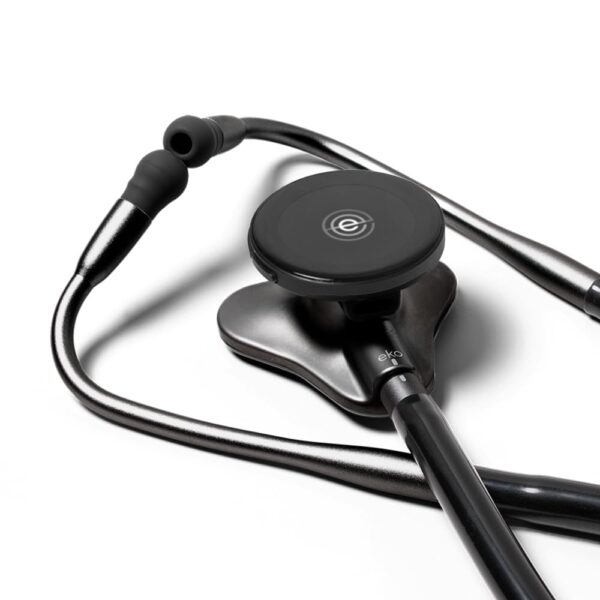 Eko CORE 500™ Digital Stethoscope — The Pinnacle of Digital Stethoscope Technology, Combining TrueSound™ Audio with 3-Lead ECG and a Full-Color Display, Matte Black, COR501-BLK/BLK