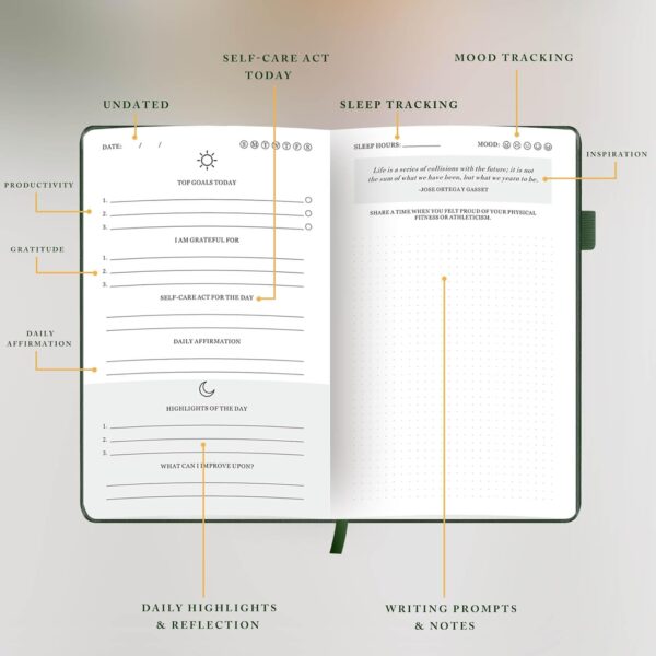 Elegant Self-Care Journal for Women and Men - Wellness & Daily Reflection Notebook - Mental Health Journal with Mood Tracker - Self-Care Planner, 91 Days Guided gratitude Journal for Women - Image 4