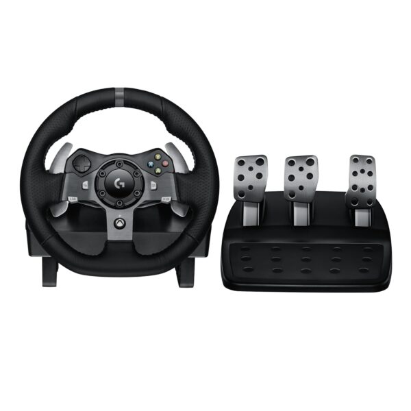 Logitech G920 Driving Force Racing Wheel and Floor Pedals, Real Force Feedback, Stainless Steel Paddle Shifters, Leather Steering Wheel Cover for Xbox Series X|S, Xbox One, PC, Mac - Black