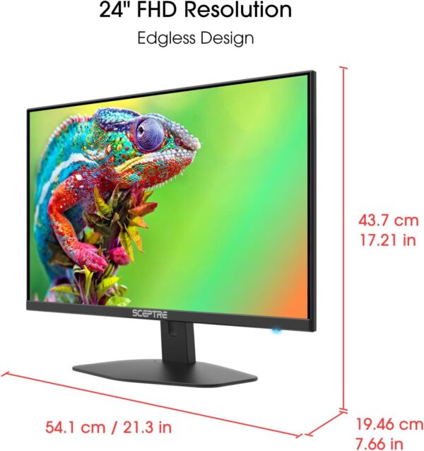 Sceptre New 24-inch Gaming Monitor 100Hz 1ms DisplayPort HDMI x2 100% sRGB AMD FreeSync Build-in Speakers, Eye Care Frameless Machine Black 2024 (E248W-FW100T) - Image 5