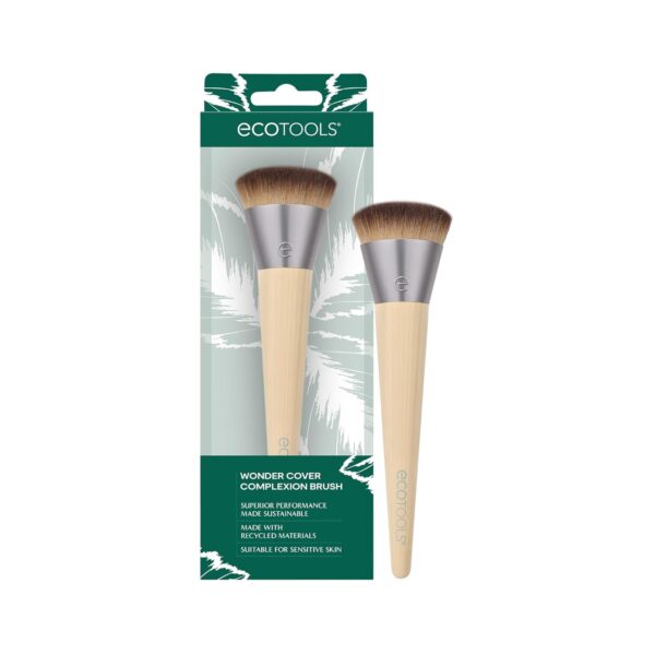 EcoTools Wonder Cover Complexion Brush, Makeup Brush For Flawless Foundation Application & Blending, Full Coverage Base Brush, Eco-Friendly, Synthetic Bristles, Cruelty-Free, 1 Count