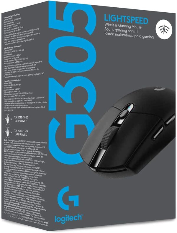 Logitech G305 LIGHTSPEED Wireless Gaming Mouse, Hero 12K Sensor, 12,000 DPI, Lightweight, 6 Programmable Buttons, 250h Battery Life, On-Board Memory, PC/Mac - Black - Image 10