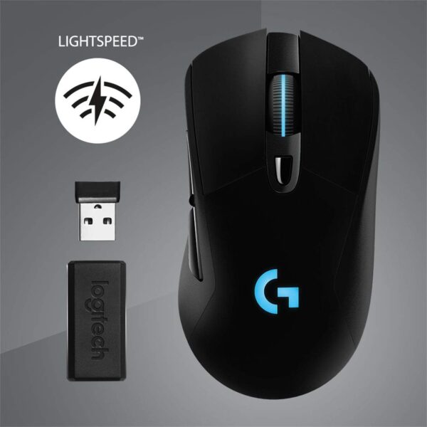 Logitech G703 Lightspeed Wireless Gaming Mouse W/Hero 25K Sensor, PowerPlay Compatible, Lightsync RGB, Lightweight 95G+10G Optional, 100-25, 600 DPI, Rubber Side Grips - Black - Image 7