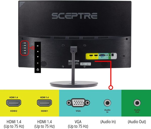 Sceptre Curved 24-inch Gaming Monitor 1080p R1500 98% sRGB HDMI x2 VGA Build-in Speakers, VESA Wall Mount Machine Black (C248W-1920RN Series) - Image 5