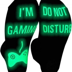 Gaming Sock, Do Not Disturb I'm Gaming,Gaming Socks for Teen Boys Gamer with Glowing, Novelty Socks for Men Dad Father Women