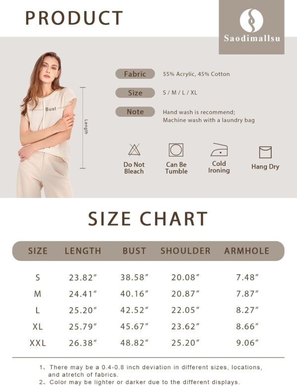 Saodimallsu Womens Summer Cap Sleeve Tops Casual Crew Neck Loose Fit Knit Lightweight Sweater Pullover Top - Image 5