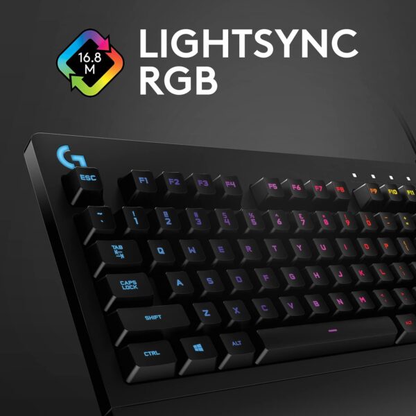 Logitech G213 Prodigy Gaming Keyboard, LIGHTSYNC RGB Backlit Keys, Spill-Resistant, Customizable Keys, Dedicated Multi-Media Keys – Black - Image 4