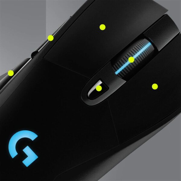 Logitech G703 Lightspeed Wireless Gaming Mouse W/Hero 25K Sensor, PowerPlay Compatible, Lightsync RGB, Lightweight 95G+10G Optional, 100-25, 600 DPI, Rubber Side Grips - Black - Image 5