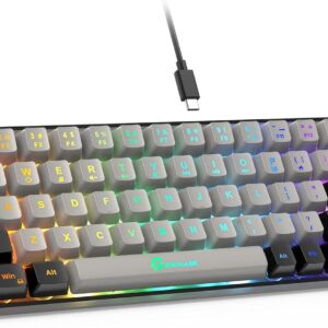 65% Gaming Keyboard, Wired Backlit Mini Keyboard, Ultra-Compact Anti-Ghosting No-Conflict 68 Keys Membrane Gaming Wired Keyboard for PC Laptop Mac Gamer