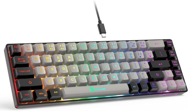 65% Gaming Keyboard, Wired Backlit Mini Keyboard, Ultra-Compact Anti-Ghosting No-Conflict 68 Keys Membrane Gaming Wired Keyboard for PC Laptop Mac Gamer