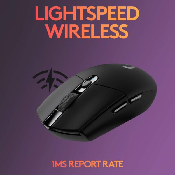 Logitech G305 LIGHTSPEED Wireless Gaming Mouse, Hero 12K Sensor, 12,000 DPI, Lightweight, 6 Programmable Buttons, 250h Battery Life, On-Board Memory, PC/Mac - Black - Image 3