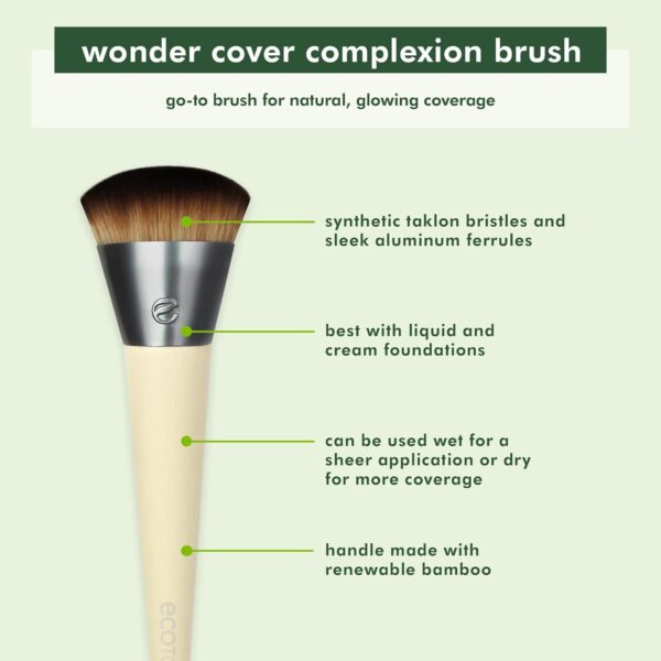 EcoTools Wonder Cover Complexion Brush, Makeup Brush For Flawless Foundation Application & Blending, Full Coverage Base Brush, Eco-Friendly, Synthetic Bristles, Cruelty-Free, 1 Count - Image 3