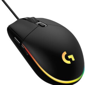 Logitech G203 Wired Gaming Mouse, 8,000 DPI, Rainbow Optical Effect LIGHTSYNC RGB, 6 Programmable Buttons, On-Board Memory, Screen Mapping, PC/Mac Computer and Laptop Compatible - Black