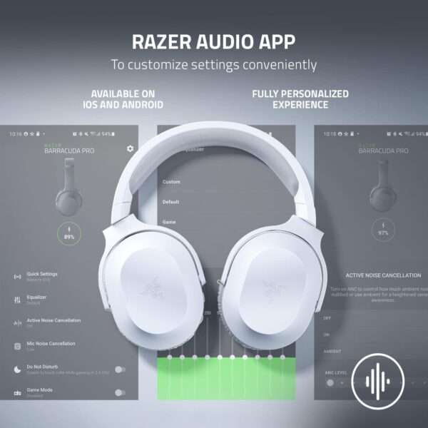 Razer Barracuda X Wireless Gaming & Mobile Headset (PC, PlayStation, Switch, Android, iOS): 2.4GHz Wireless + Bluetooth - Lightweight - 40mm Drivers - Detachable Mic - 50 Hr Battery - Mercury White - Image 6