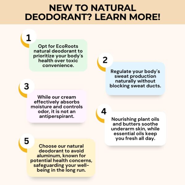 ECO ROOTS Natural Deodorant for Women & Men | Organic Deodorant Cream Non Aluminum | Baking Soda Free Healthy Deoderant for Body & Private Parts | All Vegan Pit Paste Zero Sweat | Citrus Scent - Image 3