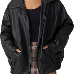 AUTOMET Womens Oversized Leather Jackets Faux Suede Fall Fashion Motorcycle Coats Winter Outfits Clothes 2024