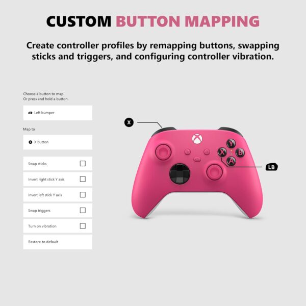 Xbox Core Wireless Gaming Controller – Deep Pink – Xbox Series X|S, Xbox One, Windows PC, Android, and iOS - Image 4