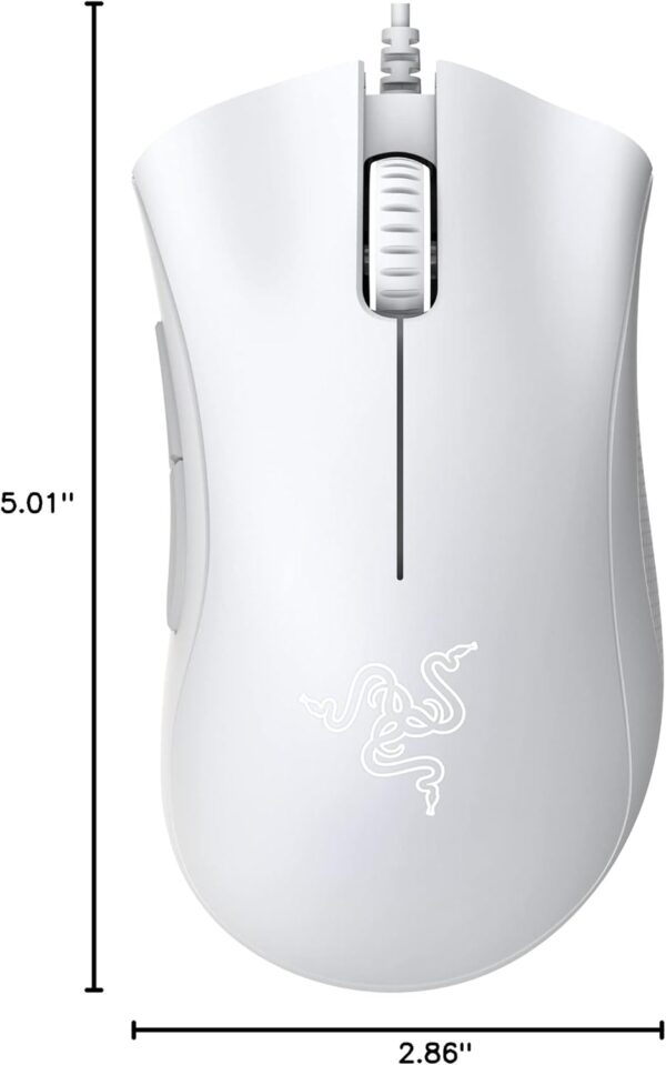 Razer DeathAdder Essential Gaming Mouse: 6400 DPI Optical Sensor - 5 Programmable Buttons - Mechanical Switches - Rubber Side Grips - Mercury White - Image 8