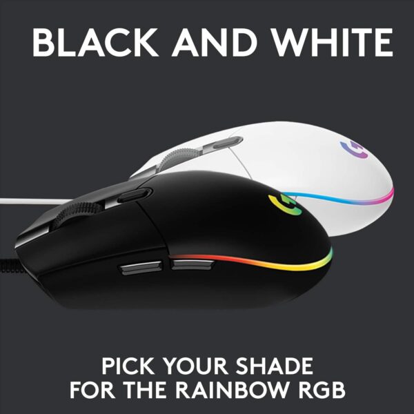 Logitech G203 Wired Gaming Mouse, 8,000 DPI, Rainbow Optical Effect LIGHTSYNC RGB, 6 Programmable Buttons, On-Board Memory, Screen Mapping, PC/Mac Computer and Laptop Compatible - Black - Image 7