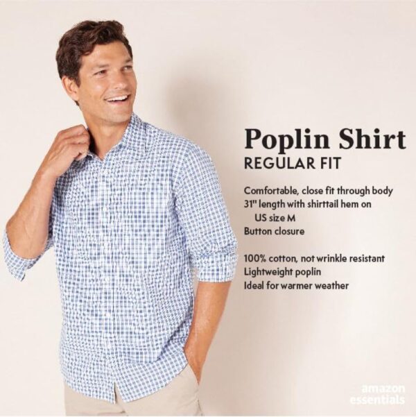 Amazon Essentials Men's Regular-Fit Long-Sleeve Casual Poplin Shirt - Image 2