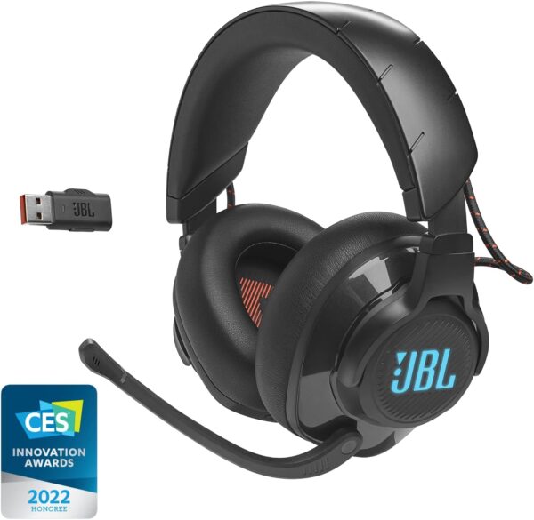 JBL Quantum 610 Wireless - Wireless Over-Ear Gaming Headset, QuantumSURROUND, 2.4GHz Wireless, 40 Hours of Wireless Battery Life, Game-Chat dial, flip-up Boom Microphone (Black)