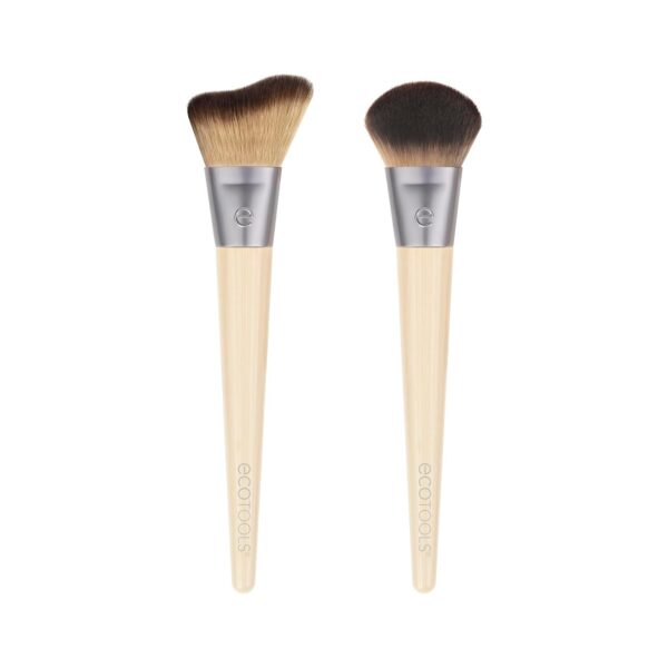 EcoTools Blush + Highlight Brush Duo, Makeup Brushes For Liquid, Cream, & Powder Highlight & Blush, Enhance Natural Skin, Eco-Friendly Makeup Brush Set, Synthetic Bristles, 2 Piece Set - Image 3
