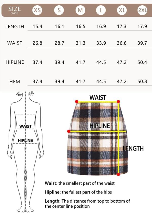 IDEALSANXUN Womens High Waist Plaid Skirt Bodycon Pencil Wool Mini Skirts - Image 6