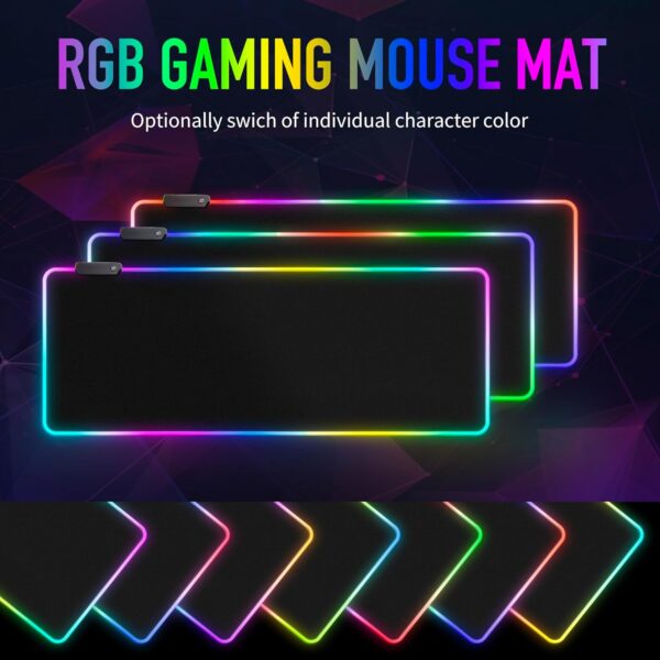 Large RGB Gaming Mouse Pad -15 Light Modes Touch Control Extended Soft Computer Keyboard Mat Non-Slip Rubber Base for Gamer Esports Pros 31.5X11.8 - Image 3