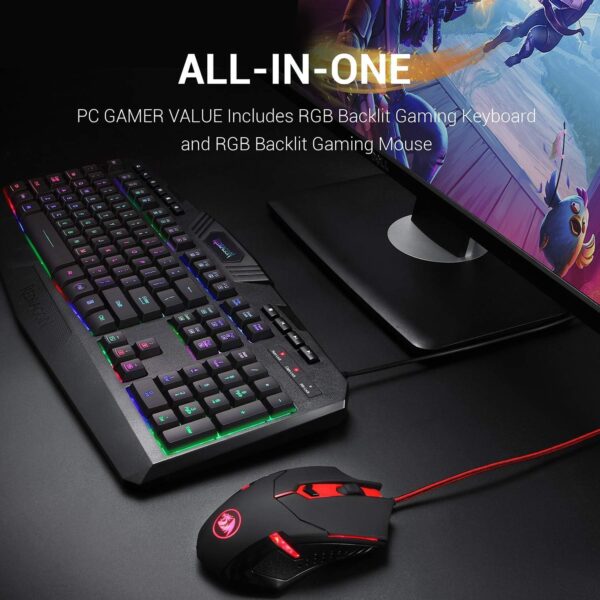 Redragon S101 Gaming Keyboard, M601 Mouse, RGB Backlit Gaming Keyboard, Programmable Backlit Gaming Mouse, Value Combo Set [New Version] - Image 2