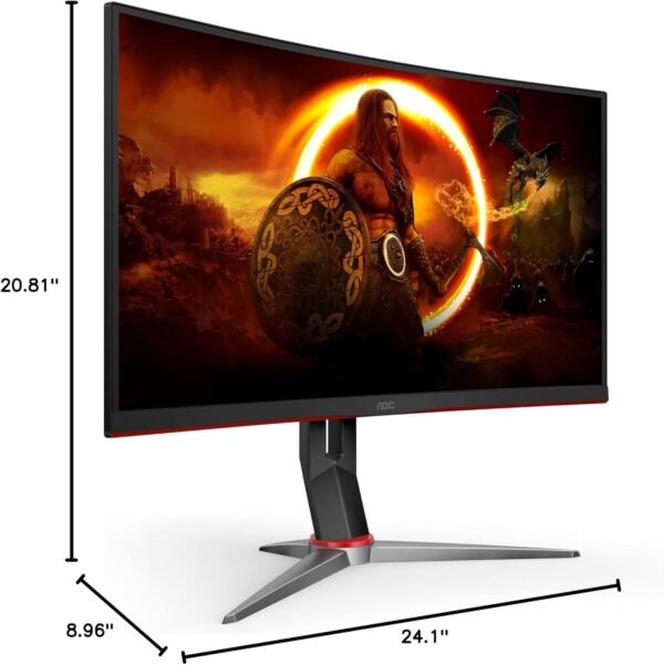 AOC C27G2Z 27" Curved Frameless Ultra-Fast Gaming Monitor, FHD 1080p, 0.5ms 240Hz, FreeSync, 2x HDMI 2.0, 1x Display Port, Height Adjustable, Xbox PS5 Switch Ready, 3-Year Zero-Bright-Dot - Image 2