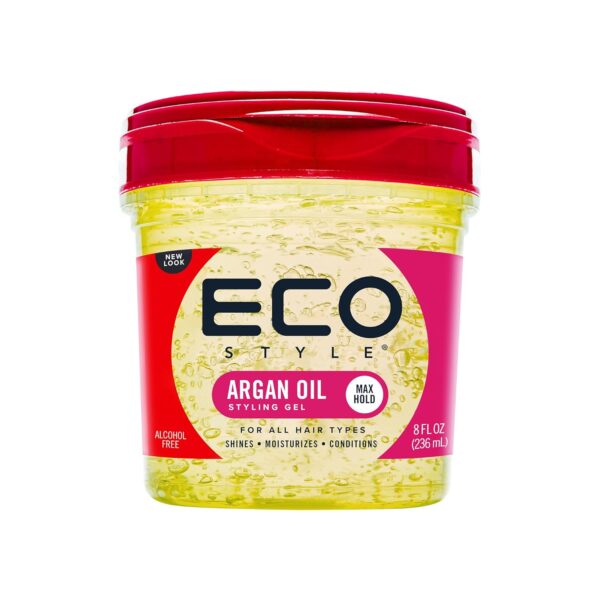 Eco Style Moroccan Argan Oil Styling Gel - Promotes Healthy Hair - Nourishes And Repairs - Delivers Long Lasting Shine - Provides Maximum Hold and Helps Tame Frizz - Ideal For All Hair - 8 oz