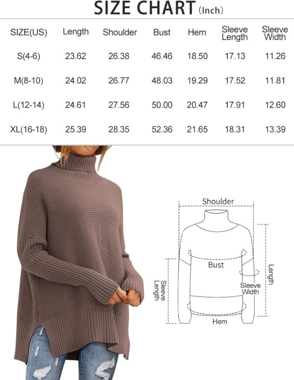 LILLUSORY Women's Oversized Turtleneck Sweaters Fall Batwing Sleeve Ribbed Tunic Sweater - Image 6