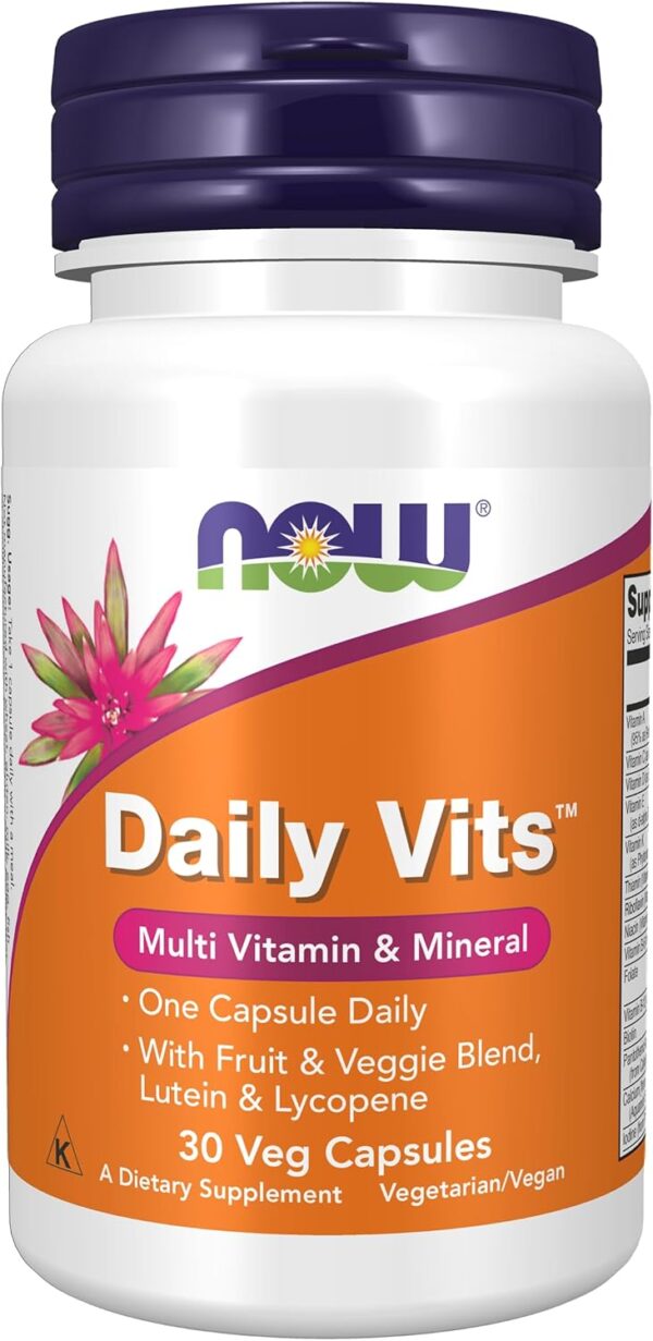 NOW Foods Supplements, Daily Vits™with Fruit & Veggie Blend, Lutein and Lycopene, 30 Veg Capsules