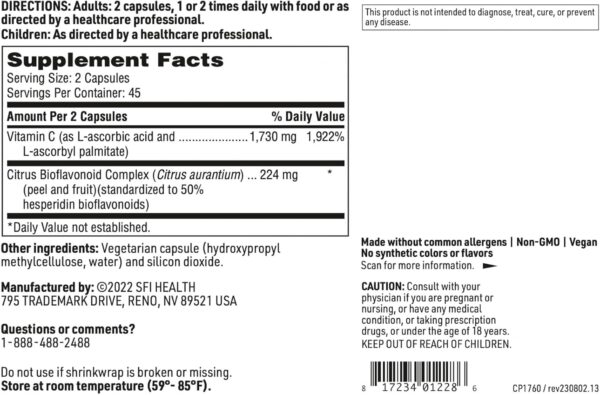 Klaire Labs C Plus with Bioflavonoids - Vitamin C Blend with Citrus Bioflavonoid Complex - Immune Support (90 Capsules) - Image 6