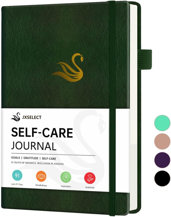 Elegant Self-Care Journal for Women and Men - Wellness & Daily Reflection Notebook - Mental Health Journal with Mood Tracker - Self-Care Planner, 91 Days Guided gratitude Journal for Women