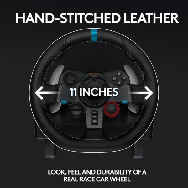 Logitech G29 Driving Force Racing Wheel and Floor Pedals, Real Force Feedback, Stainless Steel Paddle Shifters, Leather Steering Wheel Cover for PS5, PS4, PC, Mac - Black - Image 5