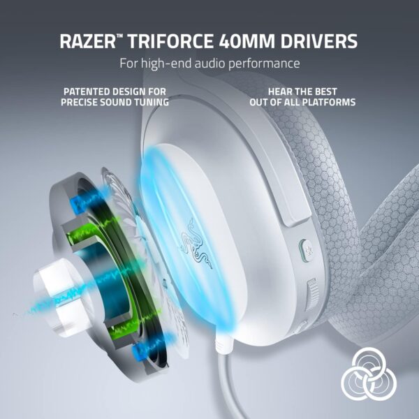 Razer Barracuda X Wireless Gaming & Mobile Headset (PC, PlayStation, Switch, Android, iOS): 2.4GHz Wireless + Bluetooth - Lightweight - 40mm Drivers - Detachable Mic - 50 Hr Battery - Mercury White - Image 4