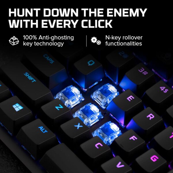 HyperX Alloy Origins Core Mechanical Gaming Keyboard PBT Keycaps Tenkeyless TKL Blue Switch Clicky LED RGB Backlight Playstation Xbox Licensed for PC, PS5, PS4, Xbox Series X|S, Xbox One, Desk Setup - Image 3