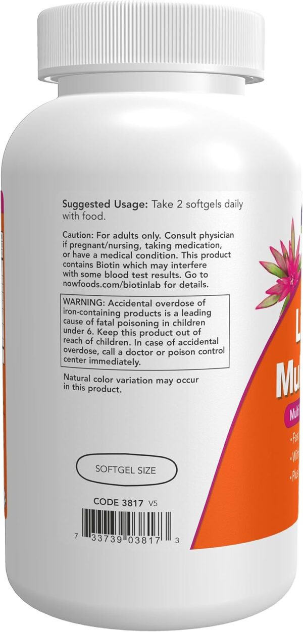 NOW Foods Supplements, Liquid Multi Gels with Lutein and Lycopene, plus Flax Seed Oil, 180 Softgels - Image 3