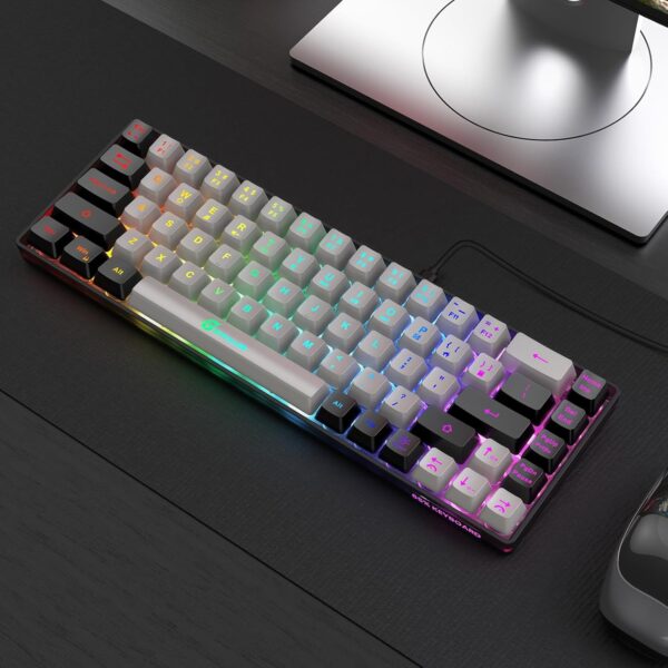 65% Gaming Keyboard, Wired Backlit Mini Keyboard, Ultra-Compact Anti-Ghosting No-Conflict 68 Keys Membrane Gaming Wired Keyboard for PC Laptop Mac Gamer - Image 7