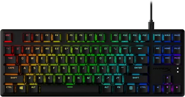 HyperX Alloy Origins Core Mechanical Gaming Keyboard PBT Keycaps Tenkeyless TKL Blue Switch Clicky LED RGB Backlight Playstation Xbox Licensed for PC, PS5, PS4, Xbox Series X|S, Xbox One, Desk Setup