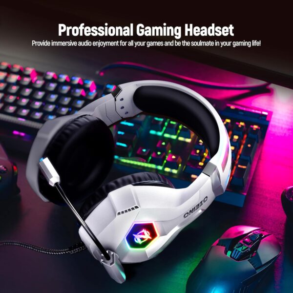 Gaming Headset for PC, Ps4, Ps5, Xbox Headset with 7.1 Surround Sound, Gaming Headphones with Noise Cancelling Mic RGB Light Over Ear Headphones for Xbox Series X/S, Switch - Image 6