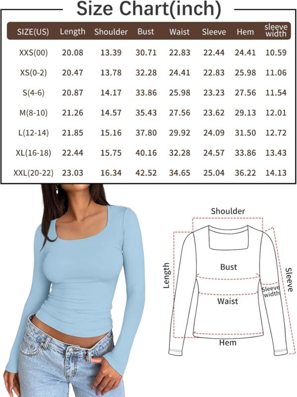 Trendy Queen Womens Long Sleeve Shirts Crop Tops Basic Tight Slim Fit Y2K T Shirts Winter Clothes 2024 - Image 6