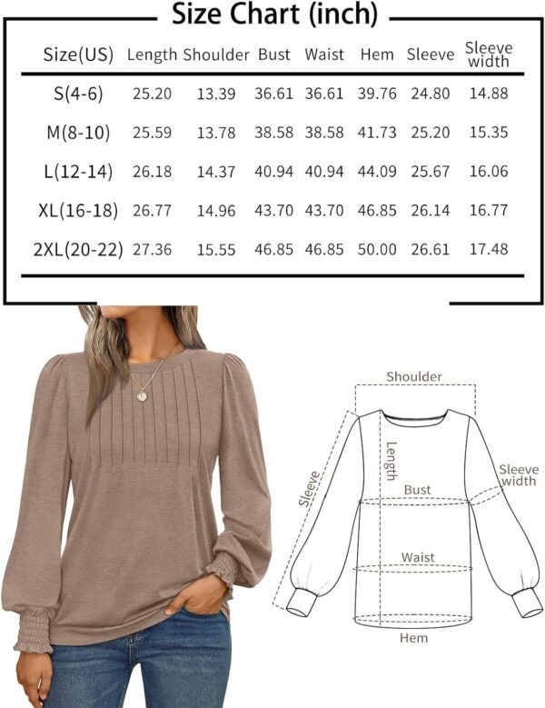 AUTOMET Long Sleeve Shirts Womens Pleated Business Casual Blouses with Smocked Cuffs - Image 6