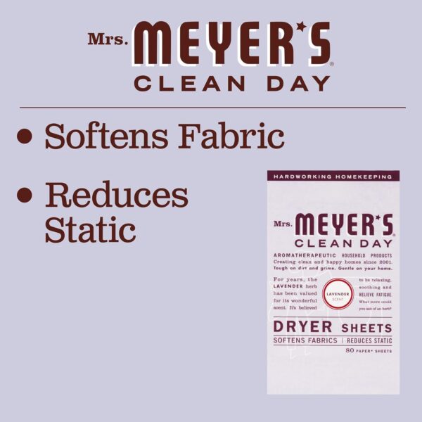 MRS. MEYER'S CLEAN DAY Dryer Sheets, Lavender, 80 ct - Image 5