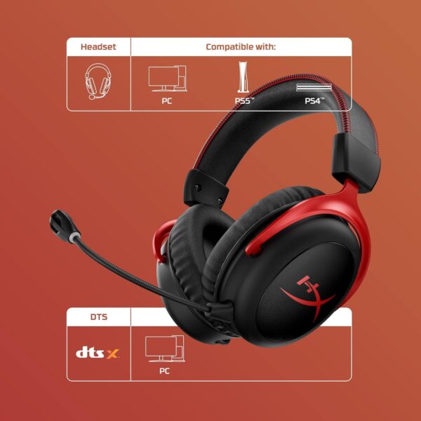 HyperX Cloud II Wireless Gaming Headset - Red - Image 11