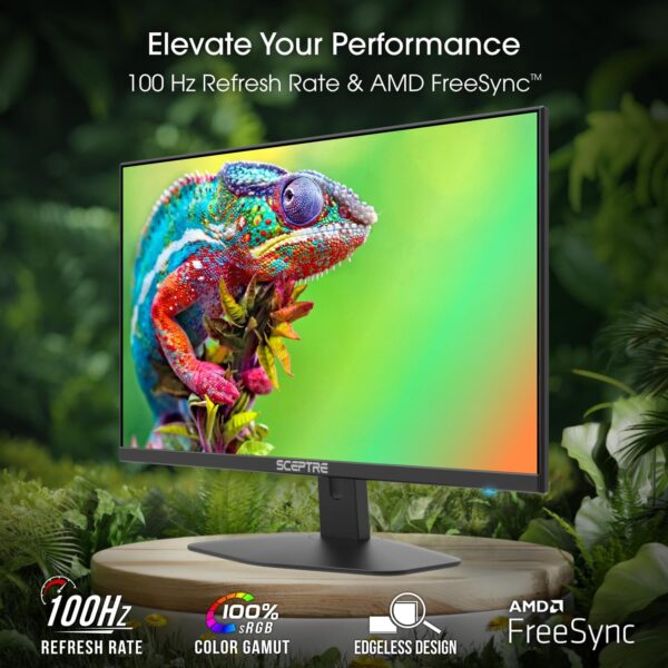 Sceptre New 24-inch Gaming Monitor 100Hz 1ms DisplayPort HDMI x2 100% sRGB AMD FreeSync Build-in Speakers, Eye Care Frameless Machine Black 2024 (E248W-FW100T) - Image 2