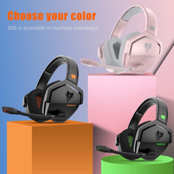 NUBWO G06 Dual Wireless Gaming Headset with Microphone for PS5, PS4, PC, Mobile, Switch: 2.4GHz Wireless + Bluetooth - 100 Hr Battery - 50mm Drivers - Orange - Image 8